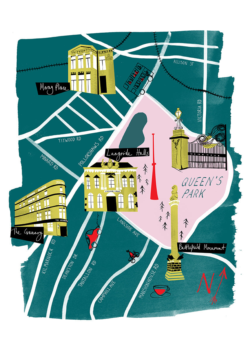 Shawlands Illustrated Map Print