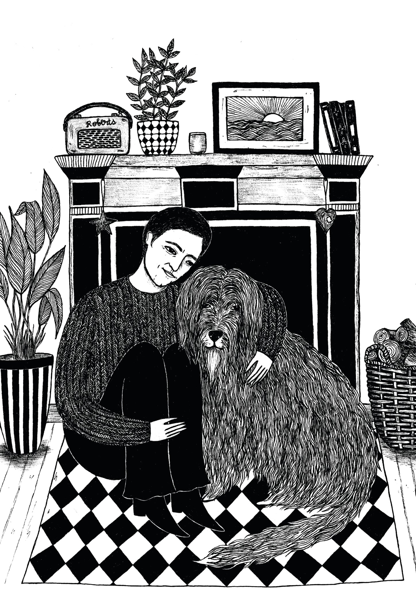 Woman and Dog Print